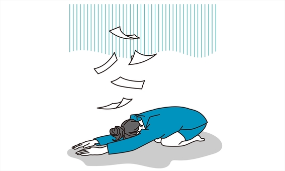 プレッシャーに押しつぶされる人のイラスト