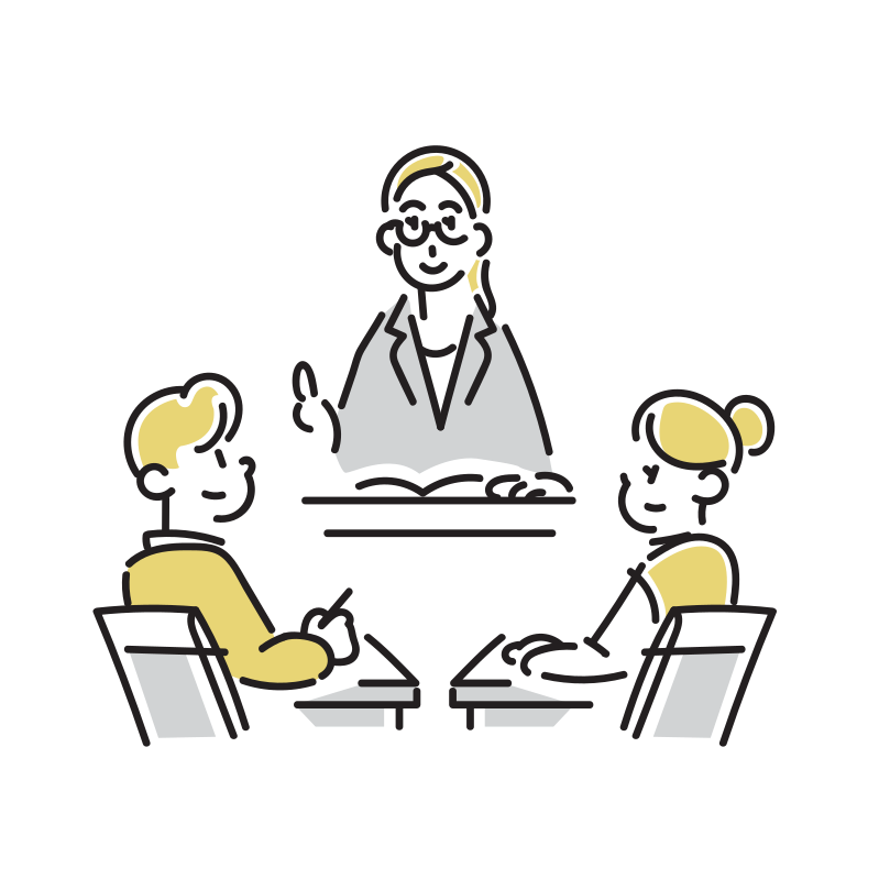 勉強する人たちのイラスト