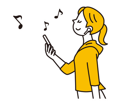 音楽を聴く女性のイラスト
