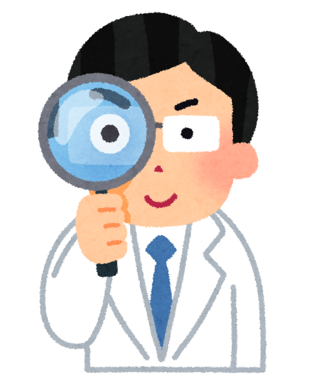 ※虫眼鏡を持っている医者のイラスト