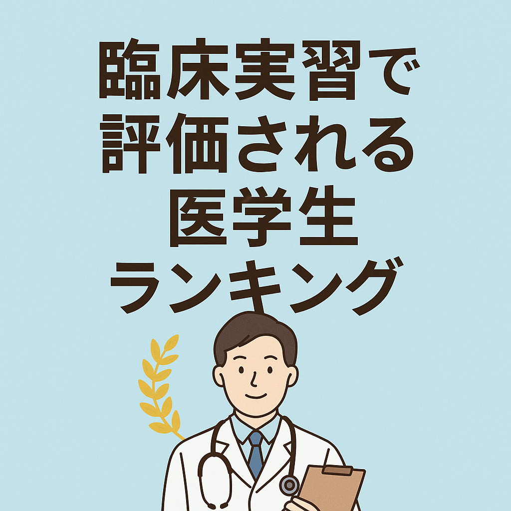臨床実習で評価される医学生ランキング、と書かれている。その下には首に聴診器をかけた白衣を着た男性
