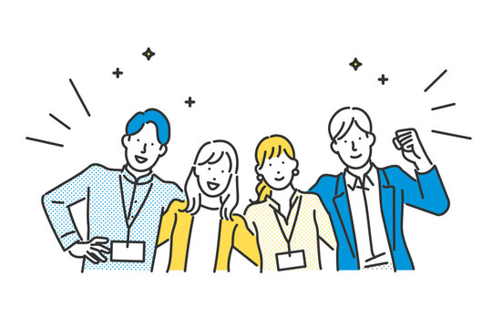 チームワークのいい男女のイラスト