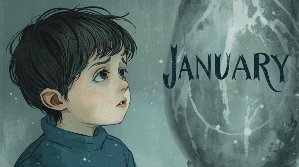 1月に絶望している少年