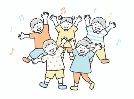 喜んでいる子供たちのイラスト